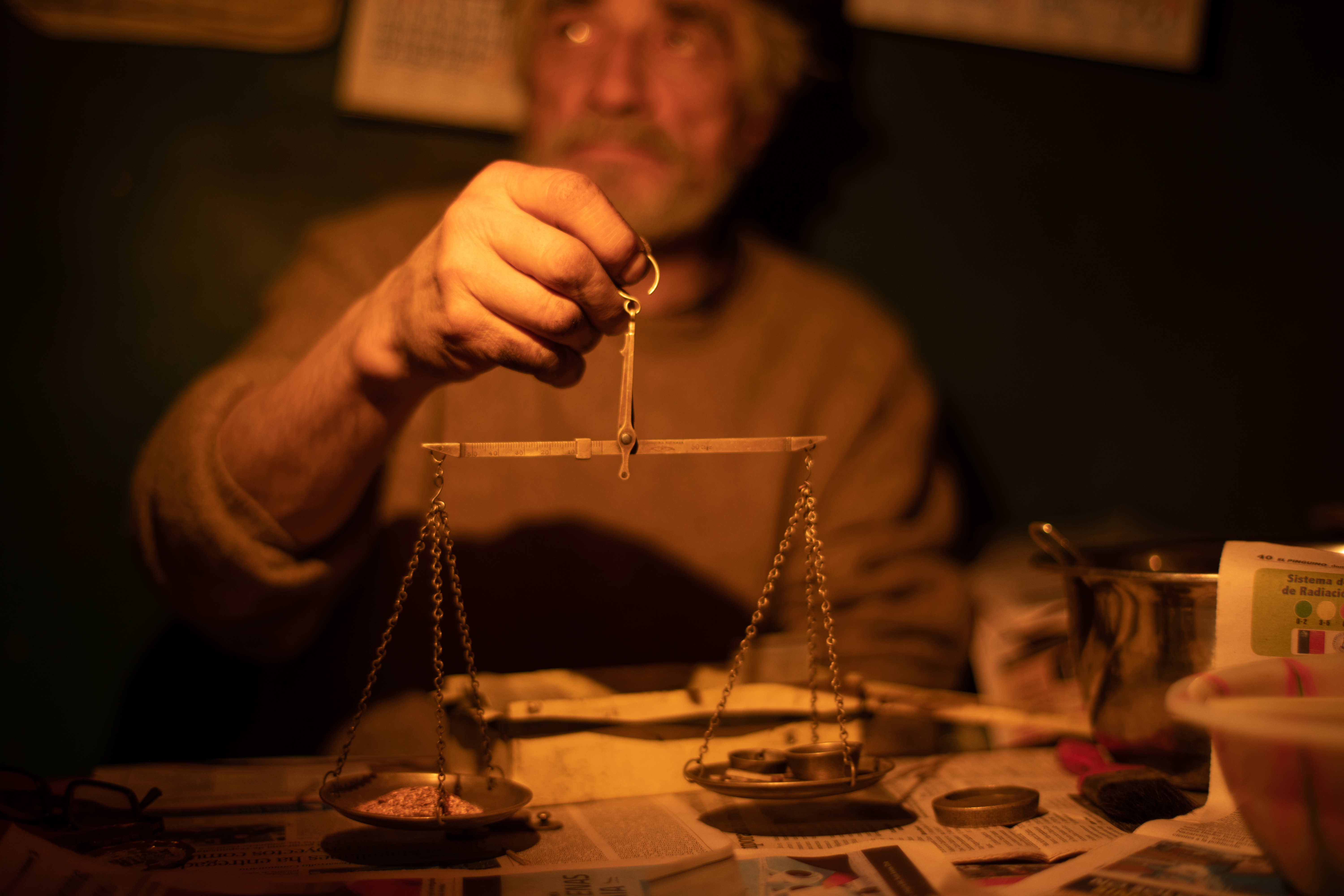 Man holding scales